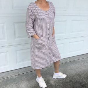 Striped Linen Dress Sz M